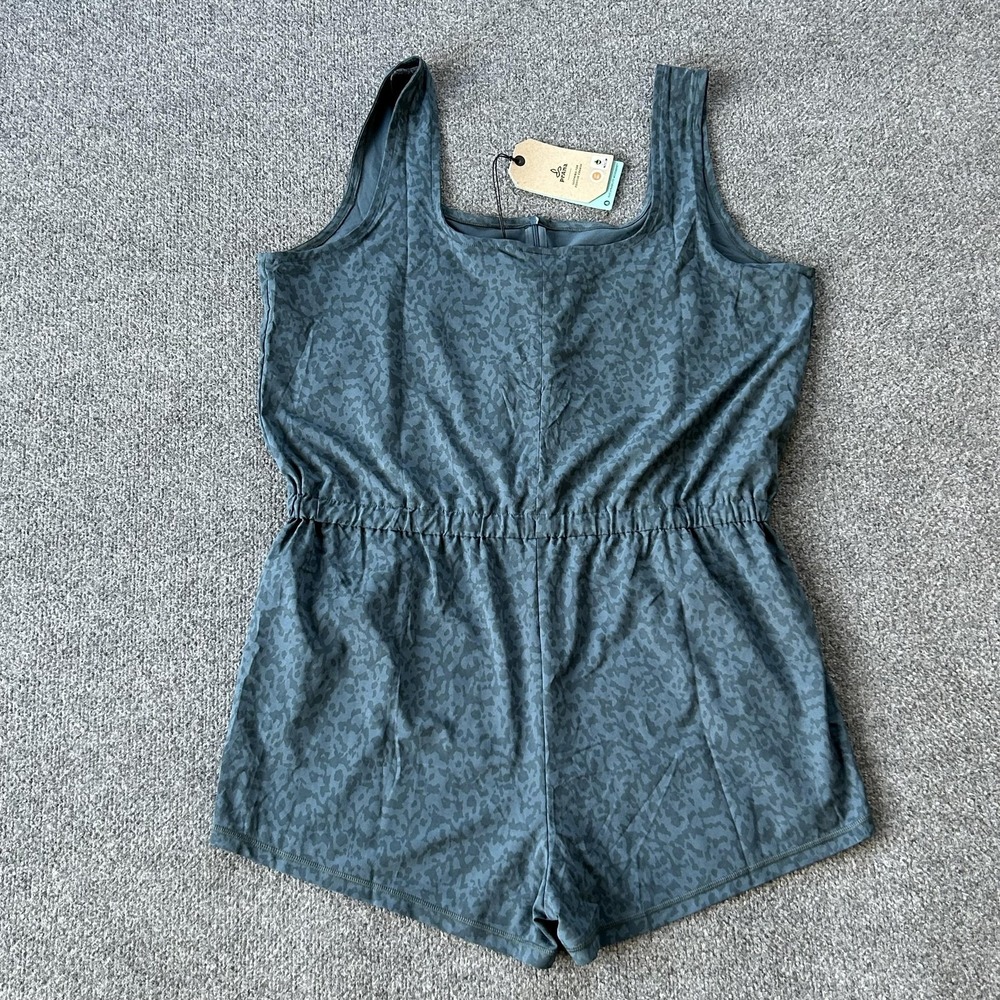 PrAna Railay Romper Womens XL Bluefin Wild Animal Print UPF 50+ Relaxed Fit New‎